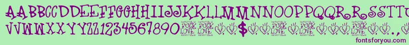 Fuck Love Font – Purple Fonts on Green Background