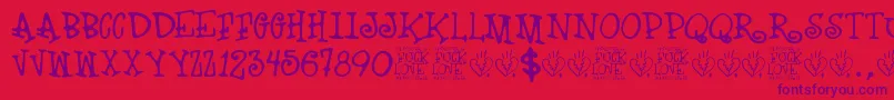 Fuck Love Font – Purple Fonts on Red Background