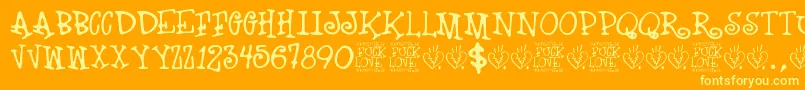 Fuck Love Font – Yellow Fonts on Orange Background