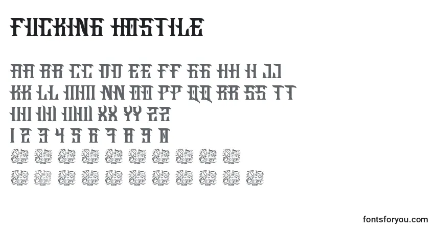 Schriftart Fucking Hostile – Alphabet, Zahlen, spezielle Symbole