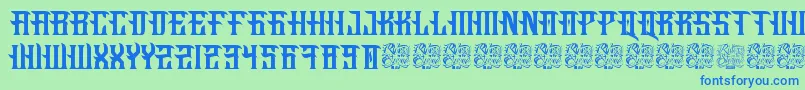 Fucking Hostile-fontti – siniset fontit vihreällä taustalla