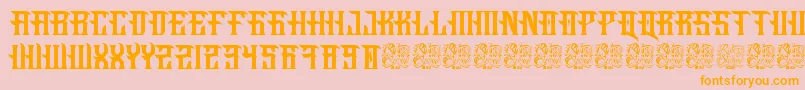 Fucking Hostile-Schriftart – Orangefarbene Schriften auf rosa Hintergrund