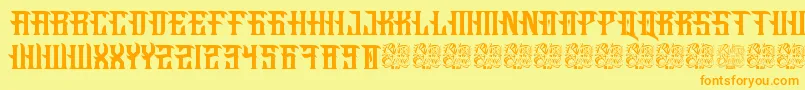 フォントFucking Hostile – オレンジの文字が黄色の背景にあります。