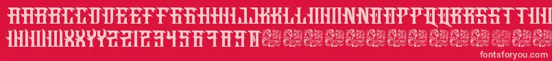 Fucking Hostile-Schriftart – Rosa Schriften auf rotem Hintergrund