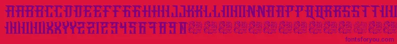 Fucking Hostile-Schriftart – Violette Schriften auf rotem Hintergrund