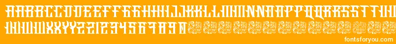 Fucking Hostile-Schriftart – Weiße Schriften auf orangefarbenem Hintergrund