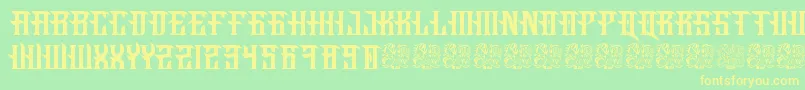 Fucking Hostile-fontti – keltaiset fontit vihreällä taustalla