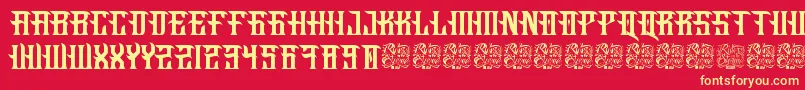 Fucking Hostile-Schriftart – Gelbe Schriften auf rotem Hintergrund