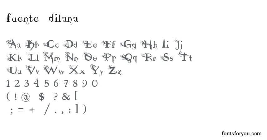 Schriftart Fuente  dilana – Alphabet, Zahlen, spezielle Symbole