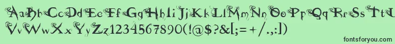 Шрифт fuente  dilana – чёрные шрифты на зелёном фоне