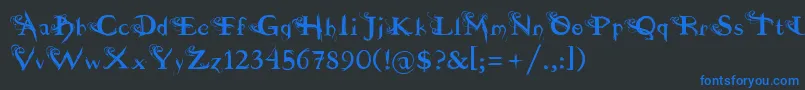 Шрифт fuente  dilana – синие шрифты на чёрном фоне