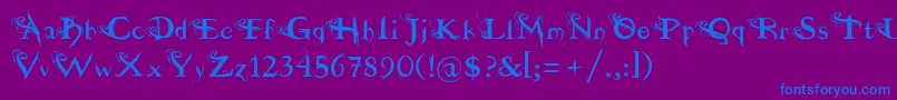 フォントfuente  dilana – 紫色の背景に青い文字