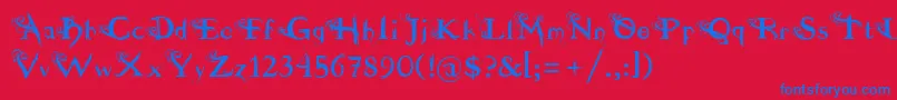 fuente  dilana-Schriftart – Blaue Schriften auf rotem Hintergrund