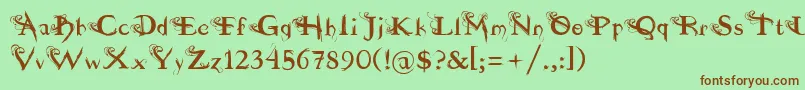 Шрифт fuente  dilana – коричневые шрифты на зелёном фоне