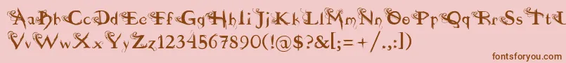 fuente  dilana-fontti – ruskeat fontit vaaleanpunaisella taustalla