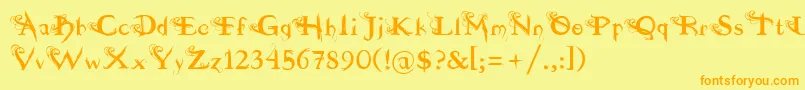 Шрифт fuente  dilana – оранжевые шрифты на жёлтом фоне