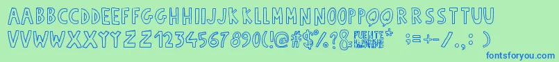Fuente Manerismo Font – Blue Fonts on Green Background
