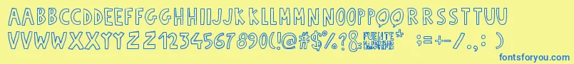 Fuente Manerismo Font – Blue Fonts on Yellow Background