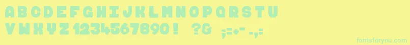 Fonte FUGU  MAKI 2 – fontes verdes em um fundo amarelo