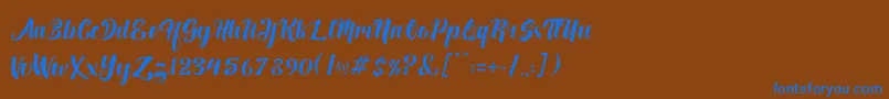 フォントFuister – 茶色の背景に青い文字