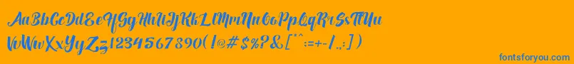 フォントFuister – オレンジの背景に青い文字