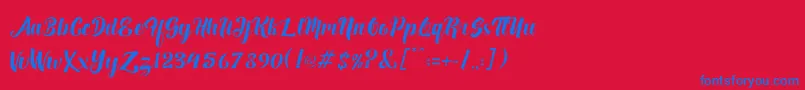 Fuister-Schriftart – Blaue Schriften auf rotem Hintergrund