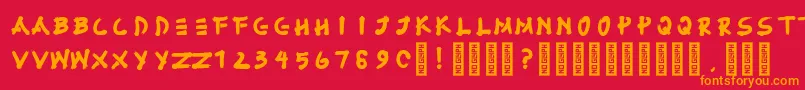 フォントFujimaru Regular – 赤い背景にオレンジの文字