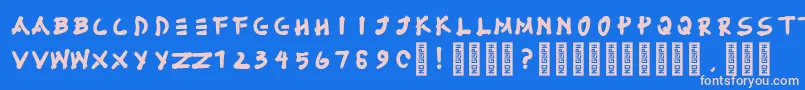 フォントFujimaru Regular – ピンクの文字、青い背景