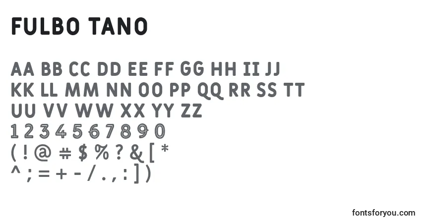 Шрифт Fulbo Tano – алфавит, цифры, специальные символы