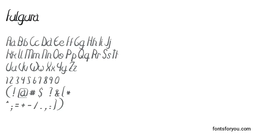 Schriftart Fulgura (127374) – Alphabet, Zahlen, spezielle Symbole