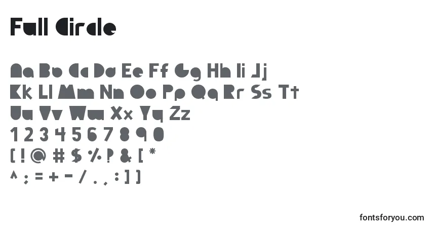 A fonte Full Circle – alfabeto, números, caracteres especiais