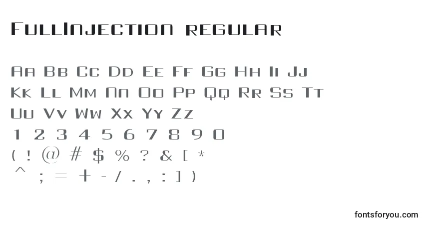 FullInjection regular-fontti – aakkoset, numerot, erikoismerkit