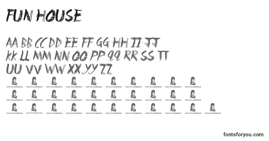 Schriftart Fun House – Alphabet, Zahlen, spezielle Symbole