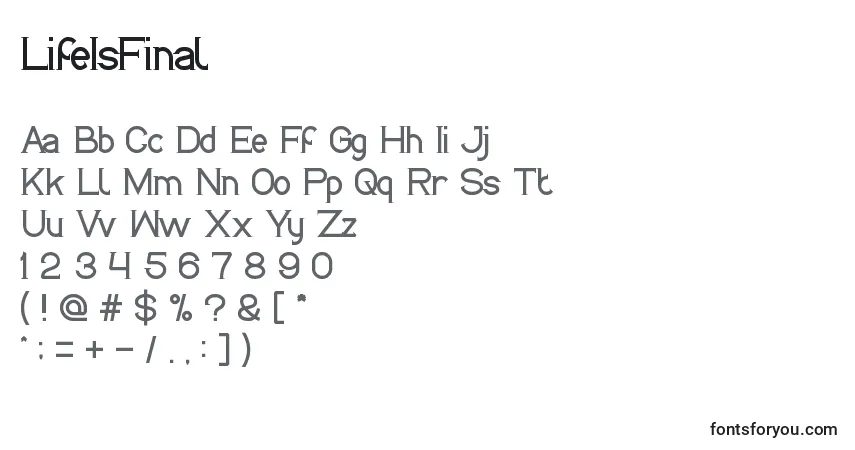 Fuente LifeIsFinal - alfabeto, números, caracteres especiales