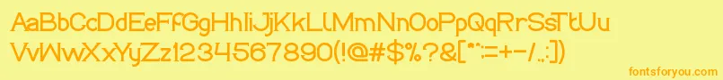 フォントLifeIsFinal – オレンジの文字が黄色の背景にあります。