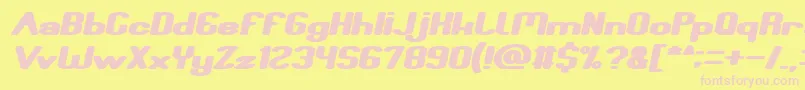 Fonte Fun Raiser Bold Italic – fontes rosa em um fundo amarelo