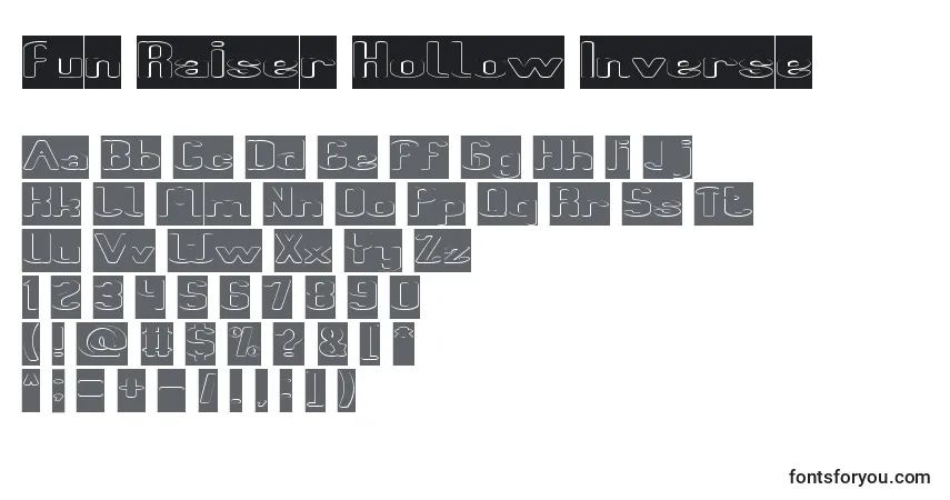Czcionka Fun Raiser Hollow Inverse – alfabet, cyfry, specjalne znaki