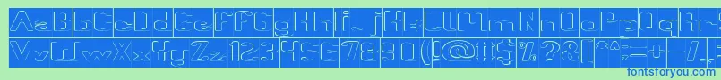 Fun Raiser Hollow Inverse Font – Blue Fonts on Green Background