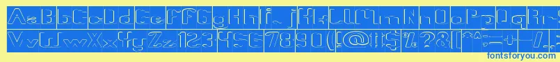 Fun Raiser Hollow Inverse-Schriftart – Blaue Schriften auf gelbem Hintergrund