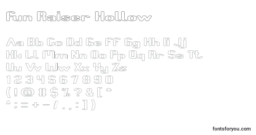 A fonte Fun Raiser Hollow – alfabeto, números, caracteres especiais
