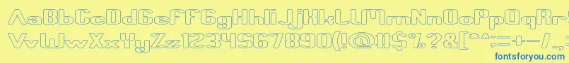 Fun Raiser Hollow-Schriftart – Blaue Schriften auf gelbem Hintergrund