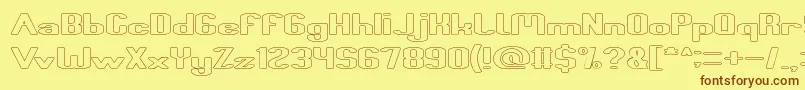 Fun Raiser Hollow-Schriftart – Braune Schriften auf gelbem Hintergrund
