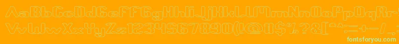 Fun Raiser Hollow-Schriftart – Grüne Schriften auf orangefarbenem Hintergrund