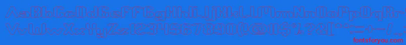 Fun Raiser Hollow-Schriftart – Rote Schriften auf blauem Hintergrund