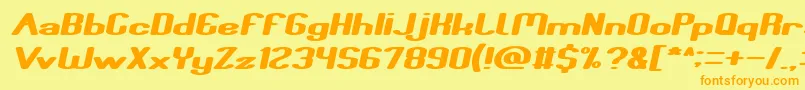 Fonte Fun Raiser Italic – fontes laranjas em um fundo amarelo