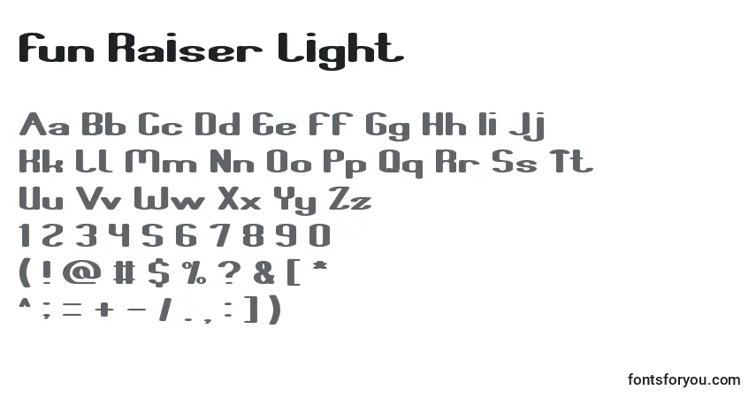 Schriftart Fun Raiser Light – Alphabet, Zahlen, spezielle Symbole