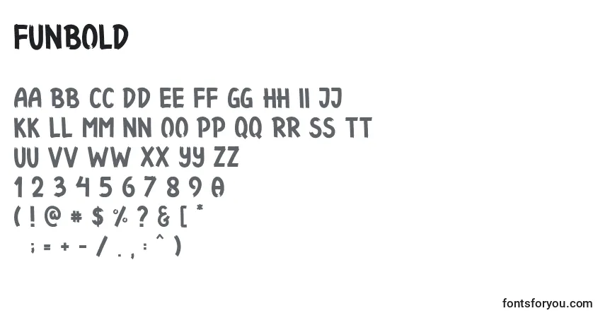 A fonte Funbold – alfabeto, números, caracteres especiais