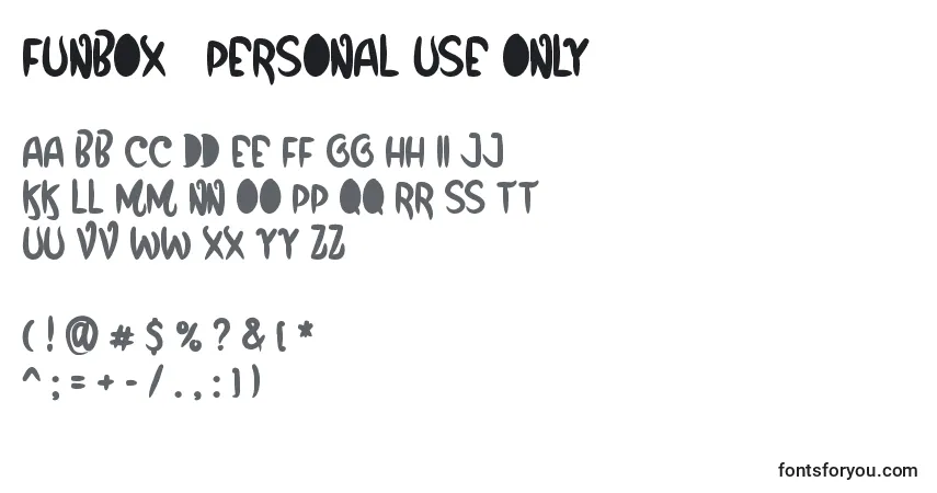 Schriftart Funbox   Personal Use Only – Alphabet, Zahlen, spezielle Symbole