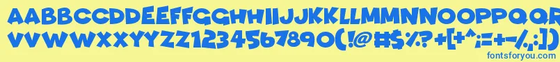 Funhouse Font – Blue Fonts on Yellow Background