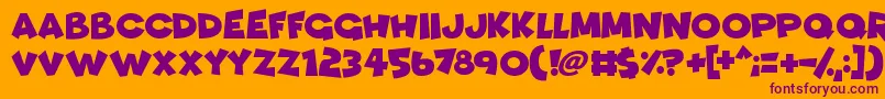Funhouse-Schriftart – Violette Schriften auf orangefarbenem Hintergrund